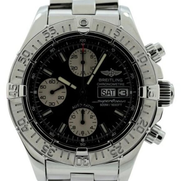 Breitling 42mm Men\'s Super Ocean Black Dial 500M Auto Chrono B+P Watch! A13340! main image 14
